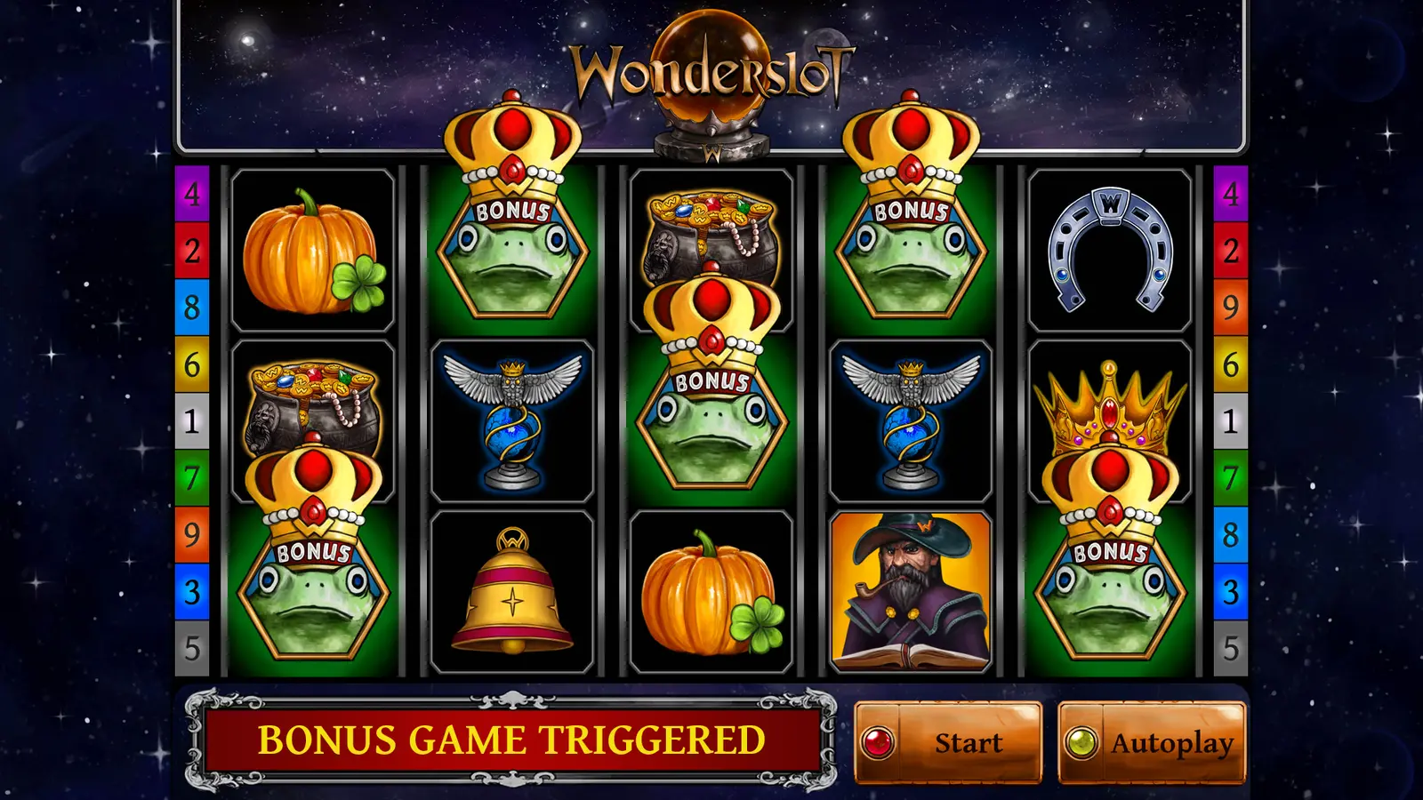 Bonus game triggered in Wonderslot