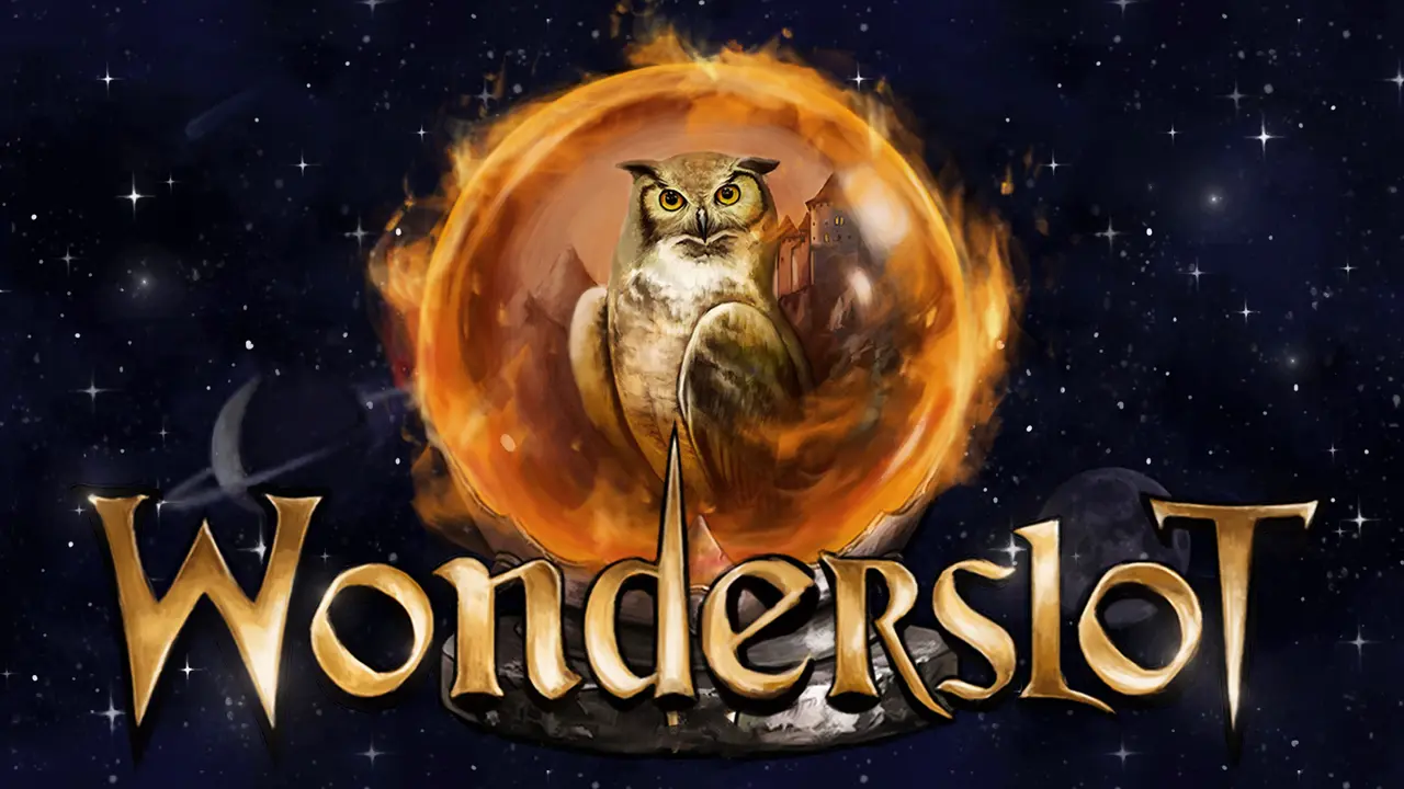 Wonderslot logo with an owl inside a magical crystal ball